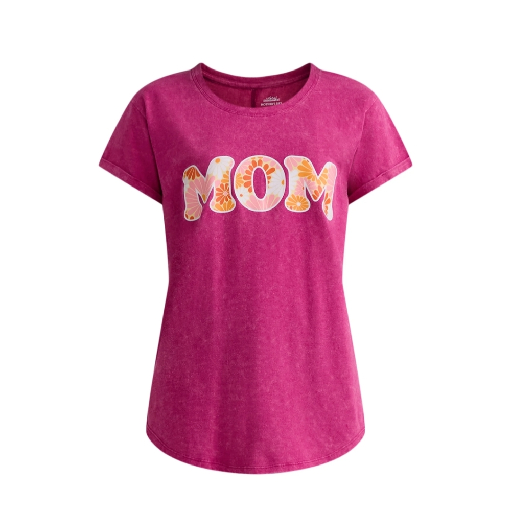 Mother's Day Women's Size XL (16-18) "MOM" Graphic Tee w/Short Sleeves Berry Fun